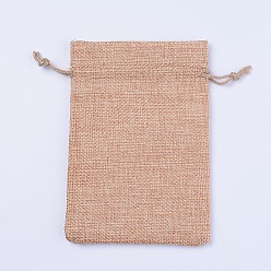 Bois Solide Sachets d'emballage de jute, sacs à cordonnet, burlywood, 14.5x10.5x0.5 cm