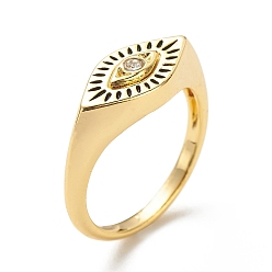 Golden Clear Cubic Zirconia Horse Eye Finger Ring, Brass Jewelry for Women, Golden, US Size 6(16.5mm)