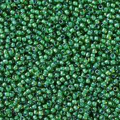 (947) Inside Color Lime Green/Opaque Green Lined Круглые бусины toho, японский бисер, (947) внутри цвет лаймовый зеленый / непрозрачный зеленый на подкладке, 11/0, 2.2 мм, отверстие : 0.8 мм, Около 5555 шт / 50 г