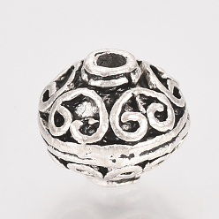 Античное Серебро Сплавочные овальные бусины тибетского стиля , круглые, без кадмия и без свинца, античное серебро, 9x9 мм, Отверстие : 1 мм , около 485 шт / 1000 г