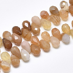 Cornaline Perles naturelles cornaline brins, perles percées, facette, larme, 9~9.5x6mm, Trou: 0.8mm, Environ 44 pcs/chapelet, 7.6 pouce