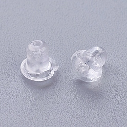 Clear Plastic Ear Nuts, Earring Backs, Clear, 4x4mm, Hole: 0.5mm
