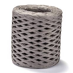 Gray Raffia Ribbon, Packing Paper String, for Gift Wrapping, Party Decor, Craft Weaving, Gray, 3~4mm, about 200m/roll
