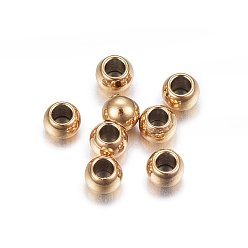 Golden Ion Plating(IP) 304 Stainless Steel Beads, Rondelle, Golden, 2.5x1.8mm, Hole: 1.2mm