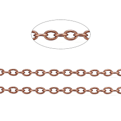 Красная Медь Латунные кабельные цепи, несварные, с катушкой, овальные, без кадмия, без никеля и без свинца, Красная медь, 4x3x0.6 мм, около 301.83 футов (92 м) / рулон