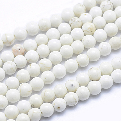 Magnésite Brins de perles de magnésite naturelle, ronde, 4~4.5mm, Trou: 0.5mm, Environ 98 pcs/chapelet, environ 15 pouce