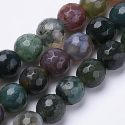 Indian Agate Natural Indian Agate Beads Strands, Faceted, Round, 6mm, Hole: 1mm, about 62pcs/strand, 15.3 inch