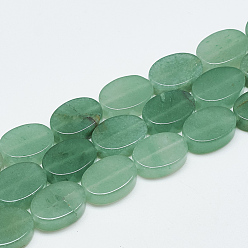 Green Aventurine Natural Green Aventurine Beads Strands, Oval, 14~15x10~11x5mm, Hole: 1mm, about 28pcs/strand, 15.3 inch~16.1 inch