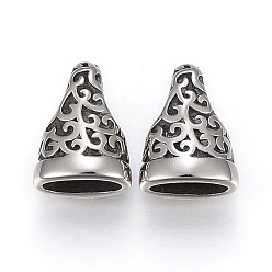 Antique Silver 304 Stainless Steel Cord Ends, End Caps, Antique Silver, 14x10.5x7mm, Hole: 4x6mm, Inner: 4x8.5mm