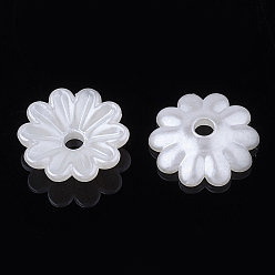 Creamy White 10-Petal ABS Plastic Imitation Pearl Bead Caps, Flower, Creamy White, 10x3mm, Hole: 1.6mm
