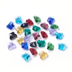 Mixed Color Transparent Glass Beads, Faceted, Butterfly, Mixed Color, 8x10x5.5mm, Hole: 1mm