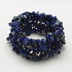 Blue Chip Lapis Lazuli Beads Stretch Bracelets, Blue, 50mm(2 inch)