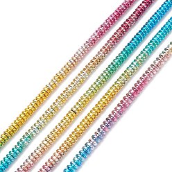 Plaqué Multicolore Brins de perles d'hématite synthétiques non magnétiques électrolytiques de couleur arc-en-ciel, rondelle, multi-couleur plaquée, 4.5x2mm, Trou: 1mm, Environ 196 pcs/chapelet, 14.96~15.74 pouce (38 cm)