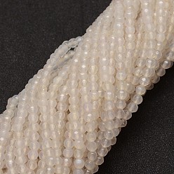 Linen Natural Agate Bead Strands, Dyed, Faceted, Round, Linen, 4mm, Hole: 0.8mm, about 90~92pcs/strand, 14 inch