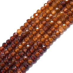 Garnet Natural Garnet Beads Strands, Faceted, Round, 3mm, Hole: 0.7mm, about 132pcs/strand, 15.16''~15.55''(38.5~39.5cm)
