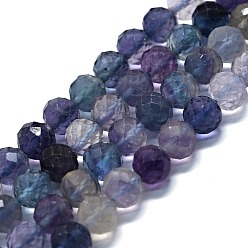Fluorine Fluorite naturel chapelets de perles, à facettes (64 facettes), ronde, 6mm, Trou: 0.8mm, Environ 62~67 pcs/chapelet, 15.16~15.55 pouce (38.5~39.5 cm)