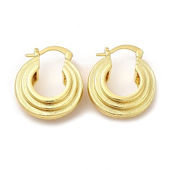 Real 18K Gold Plated Rack Plating Brass Moon Hoop Earrings for Women, Lead Free & Cadmium Free, Real 18K Gold Plated, 23x20x9mm, Pin: 0.5mm