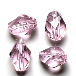 Pink Имитация Австрийские кристаллические шарики, класс AAA, граненые, двухконусные, розовые, 10x13 мм, отверстие : 0.9~1 мм