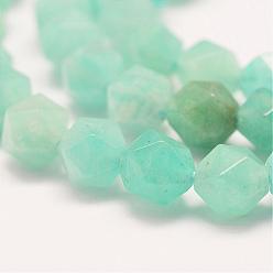 Amazonite Natural Amazonite Beads Strands, Star Cut Round Beads, Faceted, 7.5~8mm, Hole: 1mm, about 48pcs/strand, 15.35 inch(39cm)