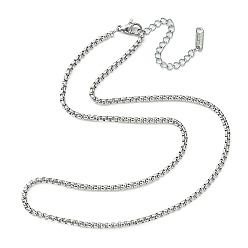 Stainless Steel Color 304 Stainless Steel Box Chain Necklace for Men Women, Stainless Steel Color, 15.98 inch(40.6cm)