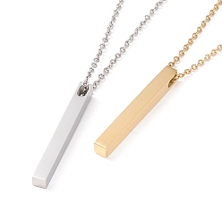 Mixed Color 304 Stainless Steel Rectangle Pendant Necklace for Men Women, Mixed Color, 18.3 inch(46.5cm)