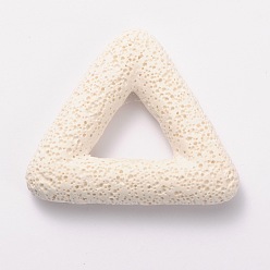 White Synthetic Lava Rock Big Triangle Pendants, Dyed, White, 51x56x11mm, Hole: 18x20mm