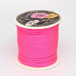 Deep Pink Nylon Thread, Rattail Satin Cord, Deep Pink, 1.5mm, about 114.82 yards(105m)/roll