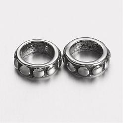 Antique Silver 304 Stainless Steel Spacer Beads, Flat Round, Antique Silver, 10x3mm, Hole: 6.5mm