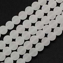 White Frosted Natural Gemstone Quartz Crystal Round Beads Strands, White, 6mm, Hole: 1mm, about 66pcs/strand, 15.74 inch