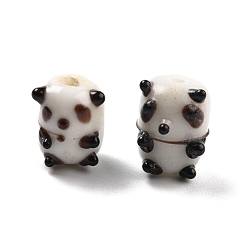 Black Handmade Lampwork Beads, Panda, Black, 11~12x8~9x9~11mm, Hole: 1.6~2.4mm