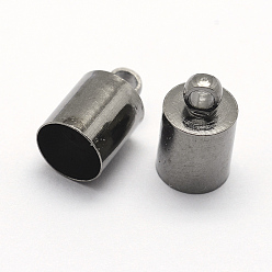 Gunmetal Brass Cord Ends, End Caps, Gunmetal, 11x7mm, Hole: 1mm, Inner Diameter: 6mm