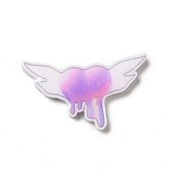 Wing Opaque Acrylic Cabochons, Heart with Wing, 12x20x2mm