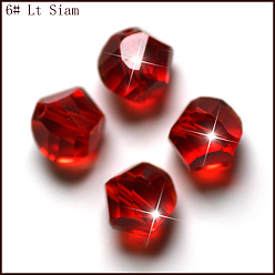 Красный Имитация Австрийские кристаллические шарики, класс AAA, граненые, многоугольник, красные, 10 мм, отверстие : 0.9~1 мм