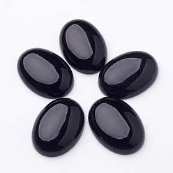 Black Agate Natural Gemstone Cabochons, Black Agate, Oval, Black, 30x22x7mm