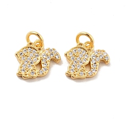 Golden Squirrel Brass Micro Pave Clear Cubic Zirconia Charms, with Jump Ring, Cadmium Free & Lead Free, Golden, 11x12x2mm, Hole: 3mm