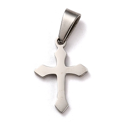 Stainless Steel Color 304 Stainless Steel Pendants, for Jewelry Making, Cross, Stainless Steel Color, 19.5x13.5x1.5mm, Hole: 3.5x7mm