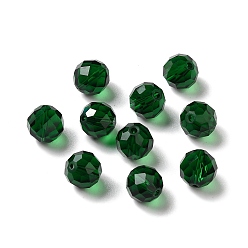 Dark Green Glass Imitation Austrian Crystal Beads, Faceted, Round, Dark Green, 10mm, Hole: 1mm