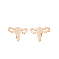 Doré  Boucles d'oreilles en acier inoxydable pour femmes, utérus, or, 10x14mm