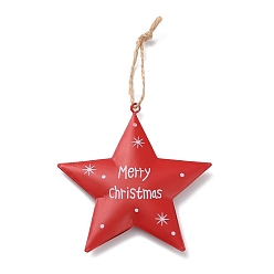 Estrella Decoración colgante grande de hierro con tema navideño, cuerda de cáñamo árbol de navidad fiesta adornos colgantes, estrella, 175 mm
