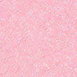 Pink 11/0 calificar unas cuentas redondas de semillas de vidrio, colores dentro transparentes, color de ab chapado, rosa, 2.3x1.5 mm, agujero: 1 mm, sobre 48500 unidades / libra