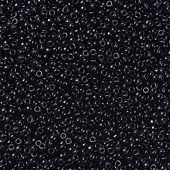 (RR401) Negro Cuentas de rocailles redondas miyuki, granos de la semilla japonés, (rr 401) negro, 11/0, 2x1.3 mm, agujero: 0.8 mm, sobre 1100 unidades / botella, 10 g / botella