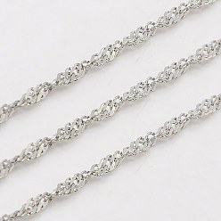 Stainless Steel Color 304 Stainless Steel Singapore Chains, Water Wave Chains, Soldered, Faceted, Stainless Steel Color, 1.6mm