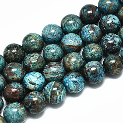 Otro Jaspe Hebras de perlas de jaspe de onda natural, rondo, teñido, 10 mm, agujero: 1.2 mm, sobre 39 unidades / cadena, 14.96 pulgada ~ 15.75 pulgada (38~40 cm)