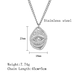 Stainless Steel Color 304 Stainless Steel Pendant Necklaces, Eye, Stainless Steel Color, 17.72 inch(45cm)