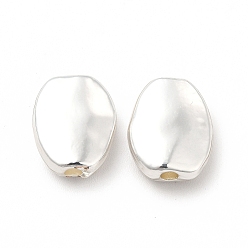Silver Long-Lasting Plated Alloy Beads, Cadmium Free & Nickel Free & Lead Free, Oval, Silver, 11x9x4mm, Hole: 1.8mm