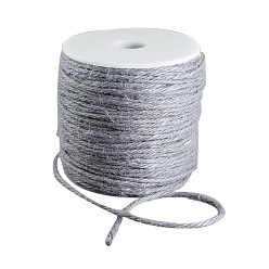 Gris Claro Cordón de yute de color, cuerda de yute, hilo de yute, 3 -ply, para la fabricación de la joyería, gris claro, 2 mm, aproximadamente 109.36 yardas (100 m) / rollo