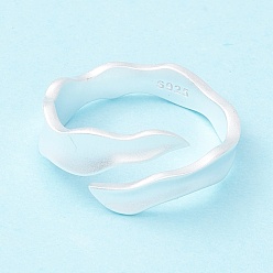 Plata 925 anillo de puño de plata esterlina mate, anillo abierto ondulado ajustable, anillo de promesa para mujer, plata, tamaño de EE. UU. 5 1/2 (16.1 mm)