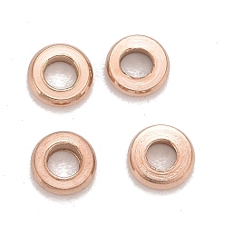 Rose Gold Ion Plating(IP) 304 Stainless Steel Spacer Beads, Donut, 4x1mm, Hole: 1mm
