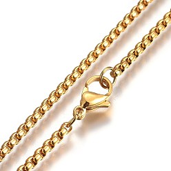 Golden 304 Stainless Steel Box Chain Necklaces, with Lobster Claw Clasps, Golden, 17.7 inch(45cm), 2.0mm