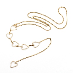 Golden 304 Stainless Steel Body Chain Belt, Women's Belly Waist Chain, Textured Heart, Golden, 15.28 inch(38.8cm)